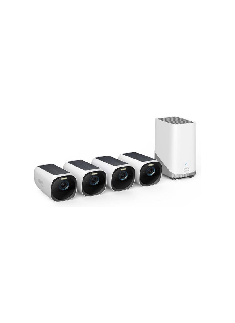 eufy eufy Security eufyCam 3 4-Cam Kit, Security Camera Outdoor Wireless, 4K Camera with Integrated Solar Panel, Forever Power, Face Recognition AI, Expandable Local Storage, Spotlight, No Monthly Fee  - Image 1