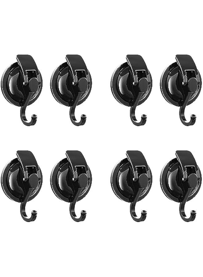 Suction Cup Hooks for Shower, Heavy Duty Vacuum Shower Hooks for Inside Shower, Matte Black-Plated Plished Super Suction for Kitchen Bathroom Restroom, 8 Pack - Image 1