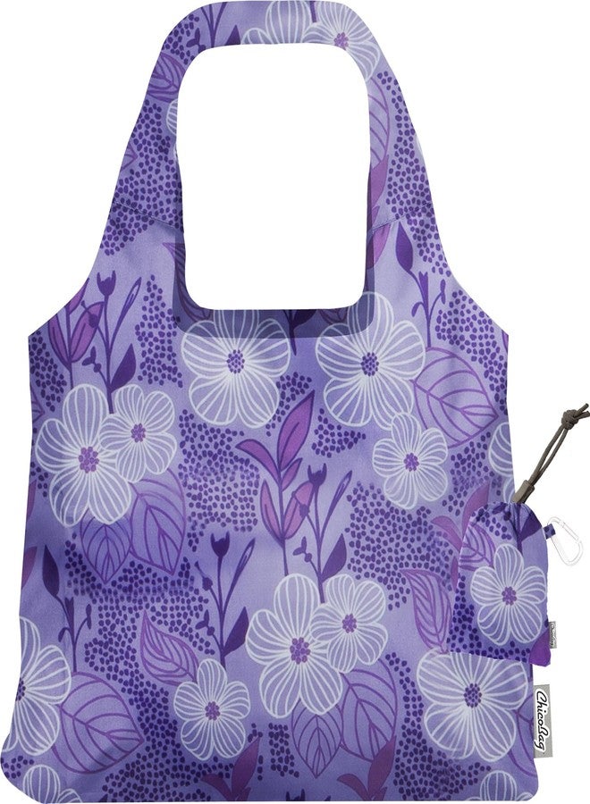 ChicoBag VITA Purple Blooms Designer Compact Reusable Shopping Tote with Attached Pouch and Carabiner Clip - Bliss - Image 1