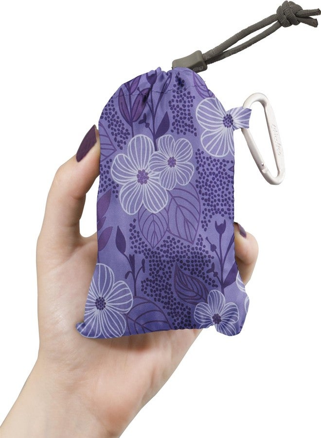 ChicoBag VITA Purple Blooms Designer Compact Reusable Shopping Tote with Attached Pouch and Carabiner Clip - Bliss - Image 2