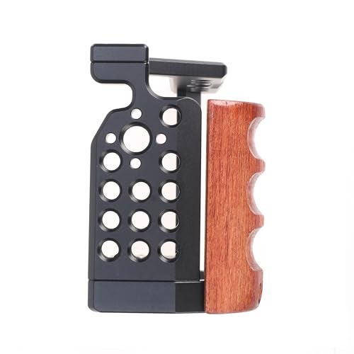 Hersmay ZV-E10 Camera Cage with Wooden Side Handle Cage Rig for Sony ZV-E10 DSLR Camera Accessories Built-in Threaded Holes, Cold Shoe and Quick Release Plate fit Arca Type - Image 3