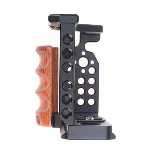 Hersmay ZV-E10 Camera Cage with Wooden Side Handle Cage Rig for Sony ZV-E10 DSLR Camera Accessories Built-in Threaded Holes, Cold Shoe and Quick Release Plate fit Arca Type - Image 2