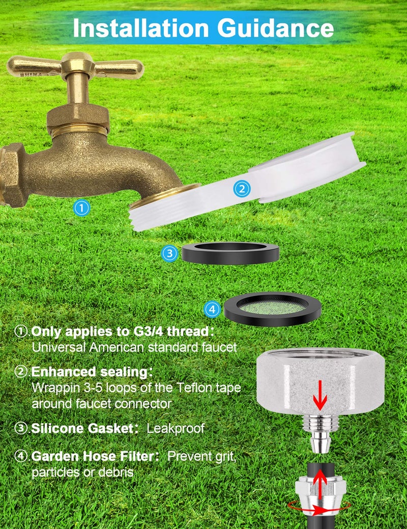 Lekit Misters for Outside Patio 27.5FT(8.4M)+8 Brass Mist Nozzles+a Brass Adapter(3/4") Detachable Outdoor misting Cooling System for Garden, Waterpark, Greenhouse, Backyard - Image 3