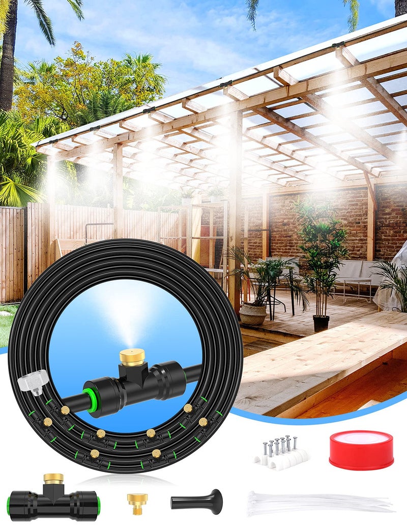 Lekit Misters for Outside Patio 27.5FT(8.4M)+8 Brass Mist Nozzles+a Brass Adapter(3/4") Detachable Outdoor misting Cooling System for Garden, Waterpark, Greenhouse, Backyard - Image 4