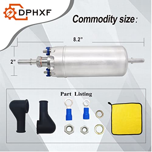 DPHXF 12V Gasoline Inline High Pressure Fuel Pump ，200LPH High Flow 125PSI,16.4 Feet of Super Suction Power，Universal Replacement E2000 - Image 5