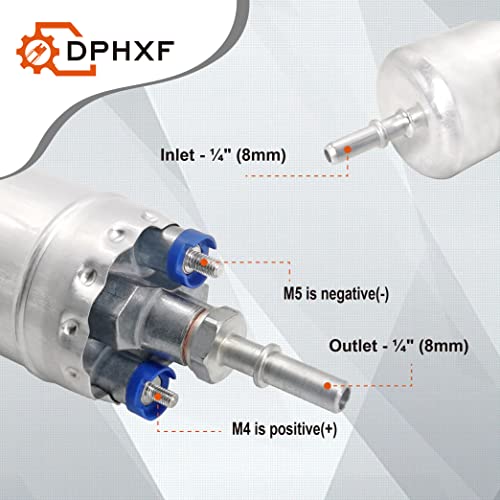 DPHXF 12V Gasoline Inline High Pressure Fuel Pump ，200LPH High Flow 125PSI,16.4 Feet of Super Suction Power，Universal Replacement E2000 - Image 4