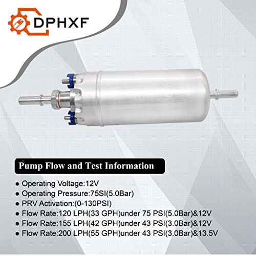 DPHXF 12V Gasoline Inline High Pressure Fuel Pump ，200LPH High Flow 125PSI,16.4 Feet of Super Suction Power，Universal Replacement E2000 - Image 3