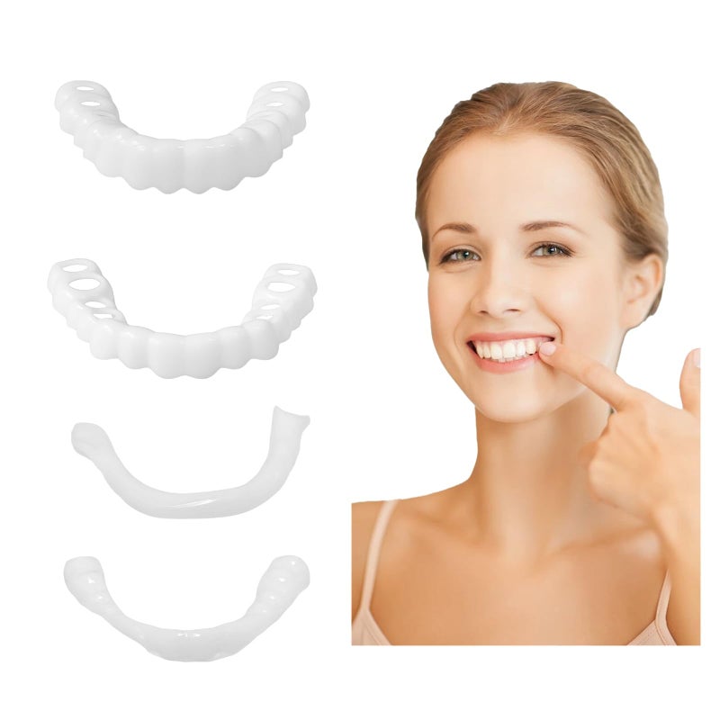 YAFIYGI 1 Pair Fake Dentures Teeth Covers for Men and Women Instant Dental Fix Easy to Use SnapOn Teeth Caps for Missing or Broken Temporary Smile Cover for Confidence and Comfort