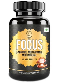 noble nature Noble Nature Focus - L-Arginine, Multivitamin, Multimineral Supplement - Supports Brain Health - 30 Veg Tablets - Non-GMO, Gluten-Free, Soy-Free, No Preservatives  - Image 1
