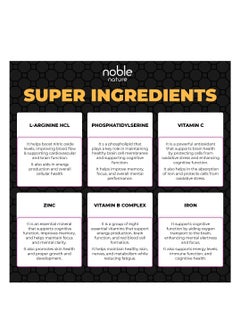 noble nature Noble Nature Focus - L-Arginine, Multivitamin, Multimineral Supplement - Supports Brain Health - 30 Veg Tablets - Non-GMO, Gluten-Free, Soy-Free, No Preservatives  - Image 5