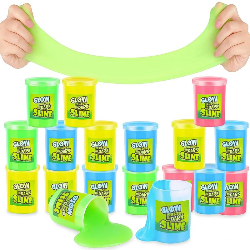 Playbees Glow in The Dark Slime â€“ 12 Pack Neon Party Favors for Kids, Sensory Toy for Boys & Girls Ages 5+, Non-Toxic, Stretchy, Gooey Fun â€“ Birthday, Halloween, Classroom & Treat Bags - Image 1