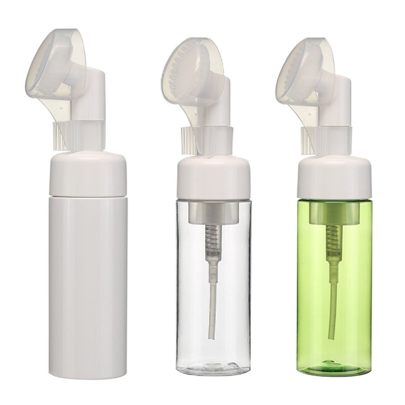 general PET Plastic Foaming Bottle with Silicone Brush for Facial Cleanser, Portable Foam Dispenser - Image 1