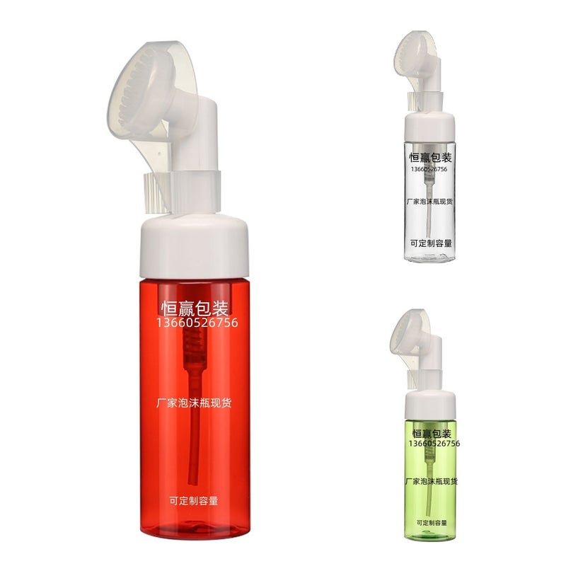 general PET Plastic Foaming Bottle with Silicone Brush for Facial Cleanser, Portable Foam Dispenser - Image 2
