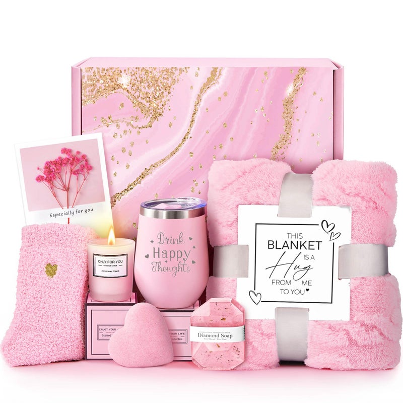 LE CADEAU Valentines Day Gifts for Her Wife Girlfriend Women, Self Care Get Well Soon Gifts, Luxury Rose Spa Bath Gift Basket - Unique Birthday Christmas Mothers Day for Mom Grandma Daughter - Image 1