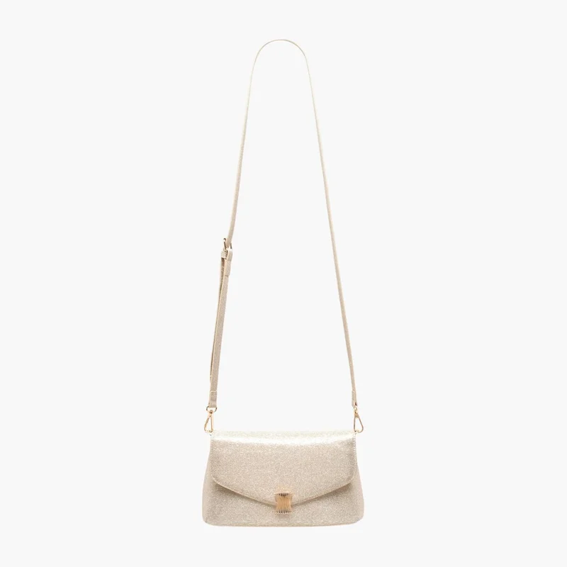 Flora Bella By Shoexpress Women's Textured Crossbody Bag with Detachable Strap and Flap Closure