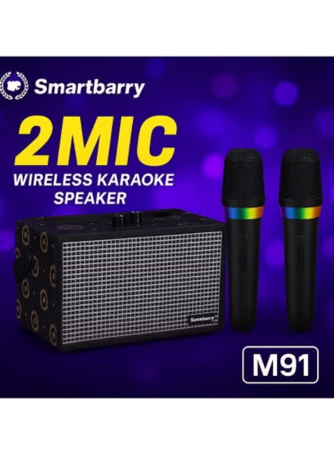 Smartbarry M91 Portable Karaoke Machine with Dual Wireless Microphones & Bluetooth Speaker – Powerful Deep Bass Sound, RGB Mic Lights, Long Battery Life, USB/TF Card/AUX Input Support, Echo Control, Perfect for Parties, Family Gatherings & Home Entertainment - Image 3