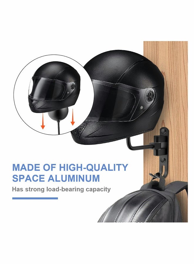 Helmet Holder, Helmet Holder for Bike 180 Degree Rotation Helmet Rack Motorcycle with 2 Hooks Helmet Hanger - Image 2