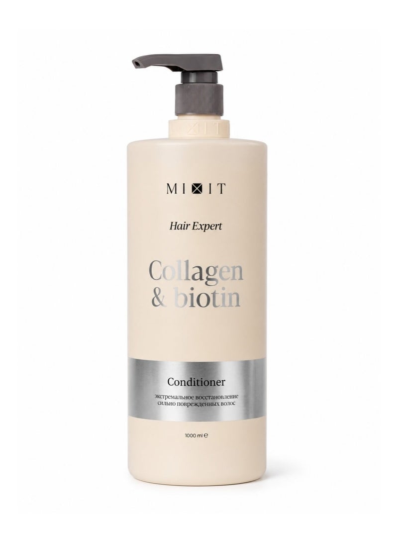 MIXIT Collagen & Biotin Extreme Repair Conditioner for Damaged Hair, Smoothing Frizz Control, 1000ml - Image 1