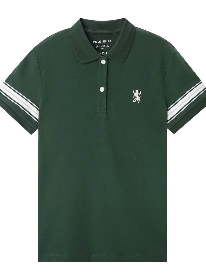 GIORDANO Women's Bold Embroidery Cotton Pique Polo - Slim Fit, Short Sleeve