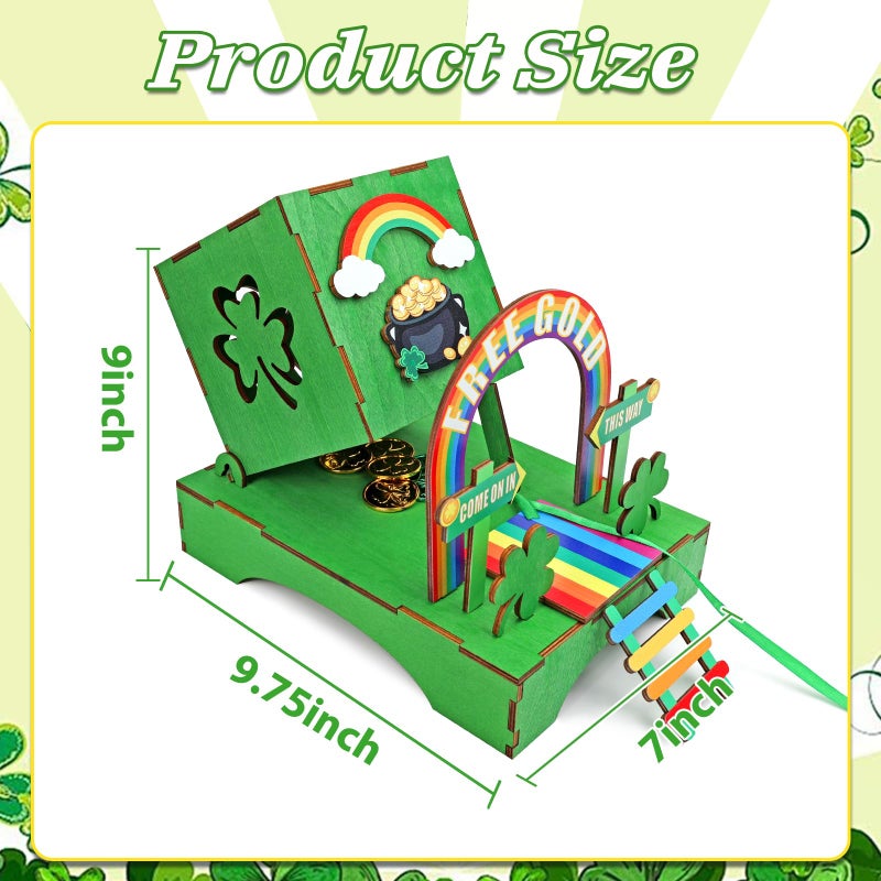 Phoncoo St Patrick's Day Leprechaun Trap Kit for Kids, St Patrick's Day Wood DIY Crafts Kit to Catch A Leprechaun, St Patrick's Day Party Decorations Leprechaun Trap Toys Gifts for Kid Friends - Image 2