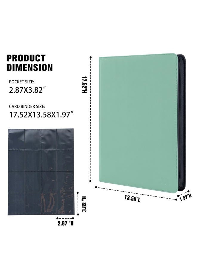 MORABTO Premium 1000+ Pockets Card Binder,16 Pockets Trading Card Binder Ringless Side Loading Trading Card Album Folder for TCG - Light Green - Image 5