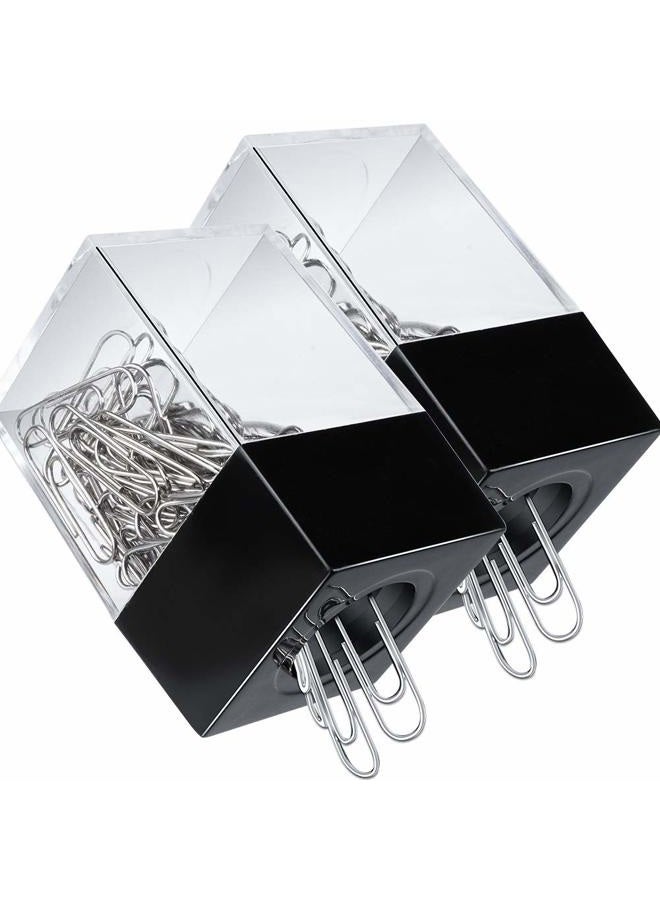 grwanpen R&S 2 Magnetic Paper Clip Dispenser Boxes with 100 Metal Paper Clips Each,Black - Image 1