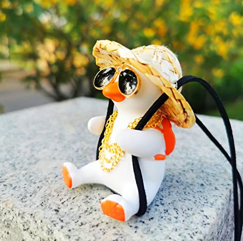 Qiwen Funny Swinging Duck Car Mirror Hanging Ornament - Cool Automotive Rearview Mirror Accessories for Men Women Teens, Cute Truck Car Pendant Charm Decor (Cool A) - Image 2