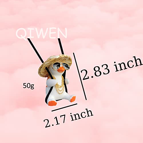 Qiwen Funny Swinging Duck Car Mirror Hanging Ornament - Cool Automotive Rearview Mirror Accessories for Men Women Teens, Cute Truck Car Pendant Charm Decor (Cool A) - Image 3