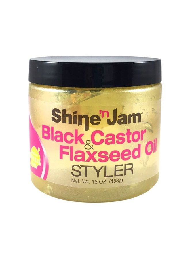 Shine N Jam Black Castor & Flaxseed Oil Styler Gel, 16 Ounce