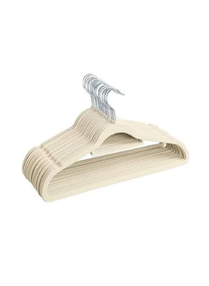 Non-slip velvet hangers, 100 pieces, beige, 42x22 cm