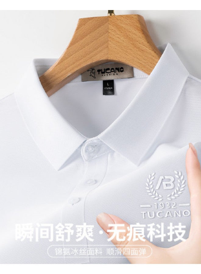 Tucano men's Solid Color Business Casual Polo Shirt With Breathable Short Sleeves - Image 1