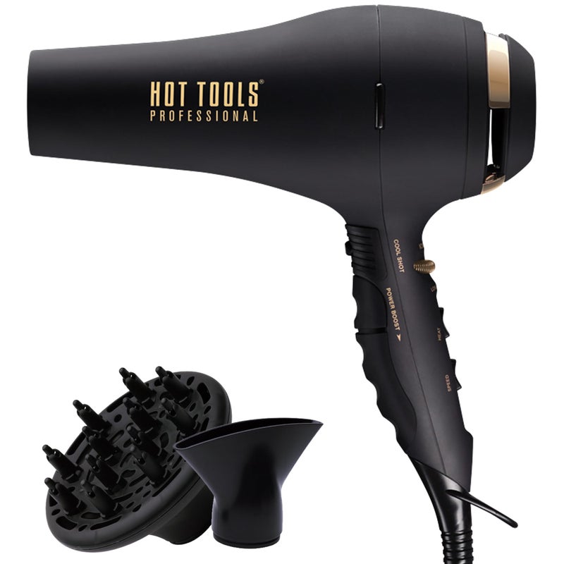 Hot Tools Pro Artist Black Gold 2100 Turbo Ceramic + Ionic Hair Dryer | Fast Dry, Lightweight - Image 1