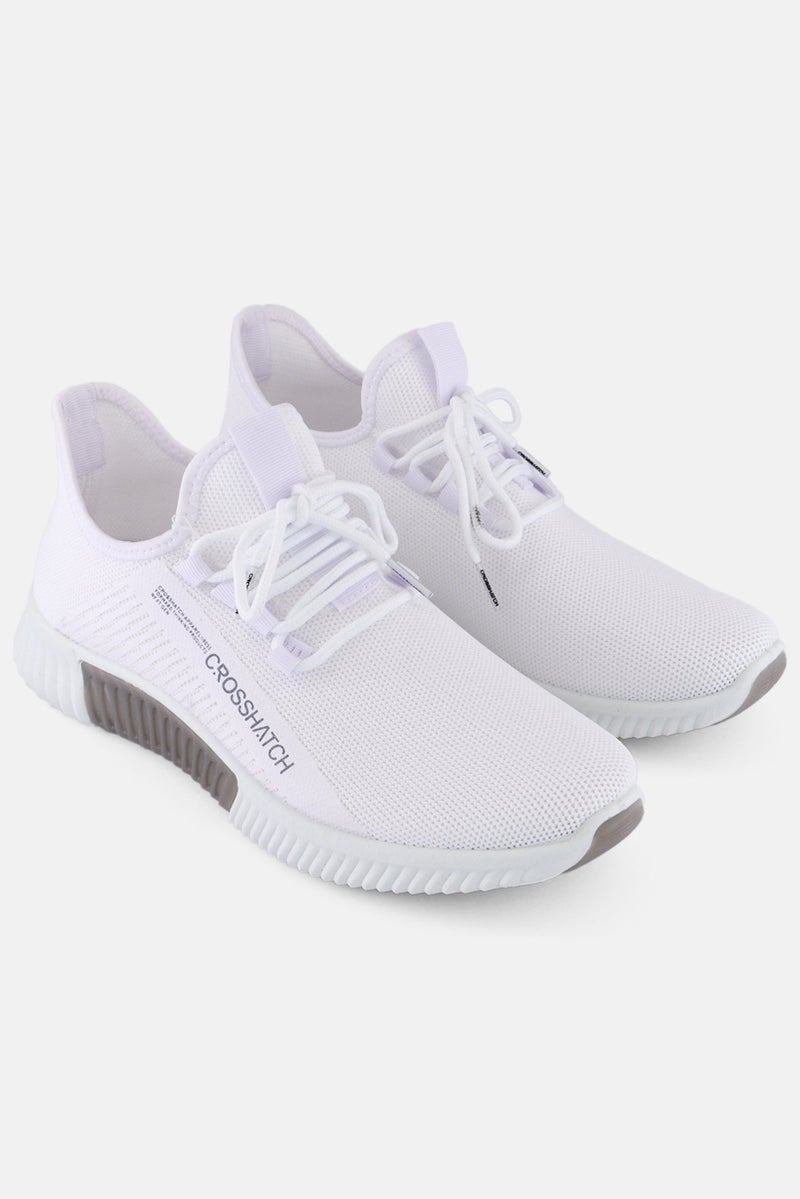CROSSHATCH أحذية تدريب للرجال من نيمبوس، مزودة بأربطة، بيضاء - Image 1