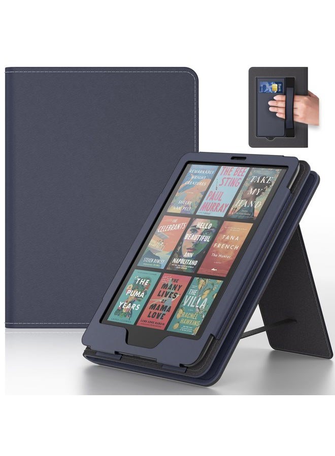 Case with Hand Strap and Stand,Incompatible with Old Version, Durable Synthetic Leather Cover with Auto Sleep Wake,Grey