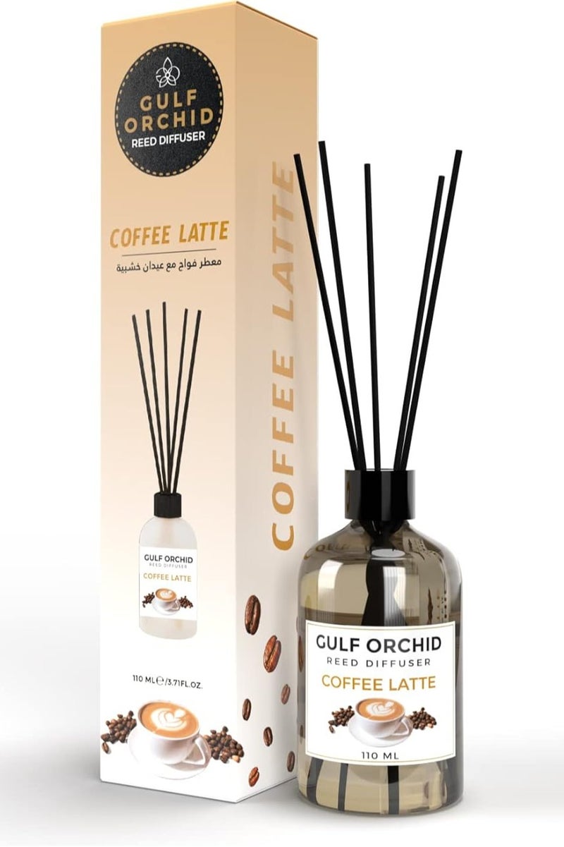 Gulf Orchid Coffee Latte Reed Diffuser Aromatherapy Air Freshener Fragrance - Perfect for Home, Livingroom, Bedroom, Toilet, Closet & Office - 110ml - Image 1