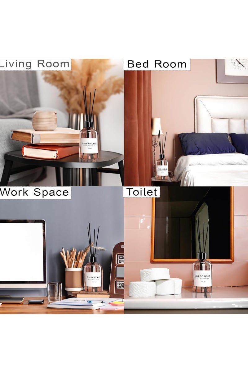 Gulf Orchid Coffee Latte Reed Diffuser Aromatherapy Air Freshener Fragrance - Perfect for Home, Livingroom, Bedroom, Toilet, Closet & Office - 110ml - Image 2