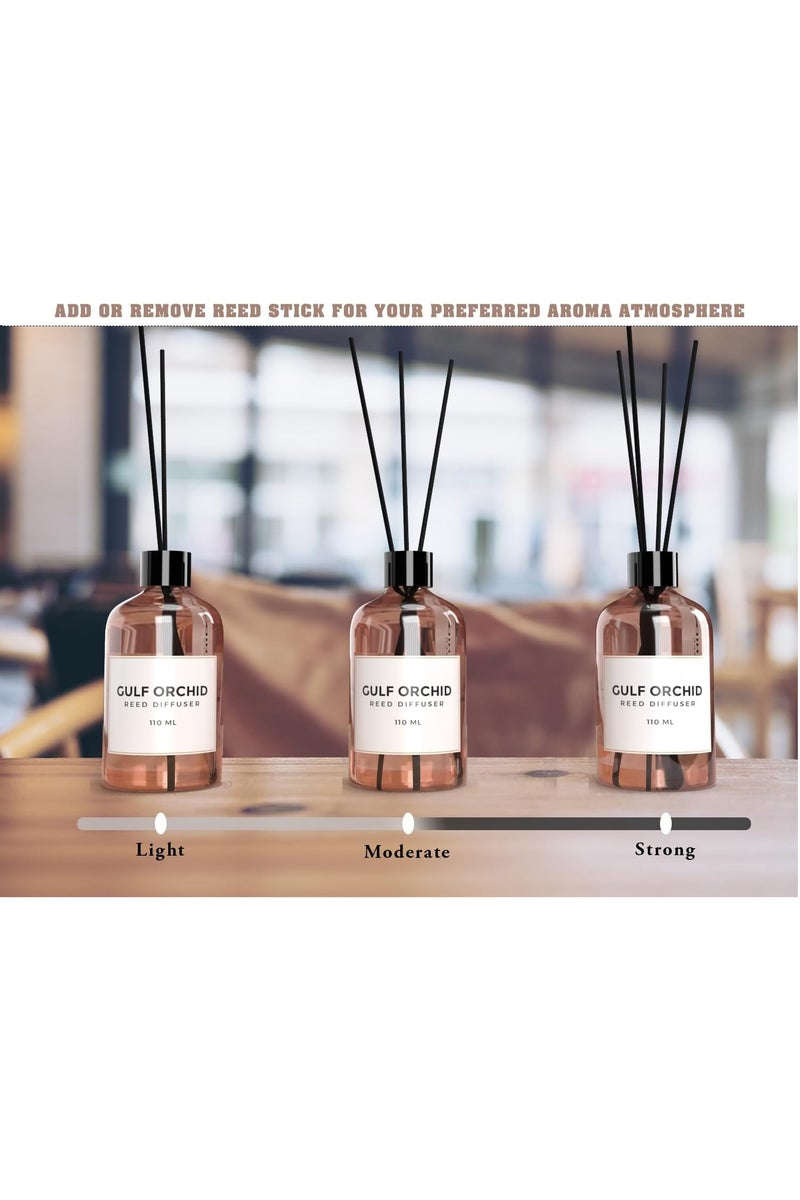 Gulf Orchid Coffee Latte Reed Diffuser Aromatherapy Air Freshener Fragrance - Perfect for Home, Livingroom, Bedroom, Toilet, Closet & Office - 110ml - Image 4