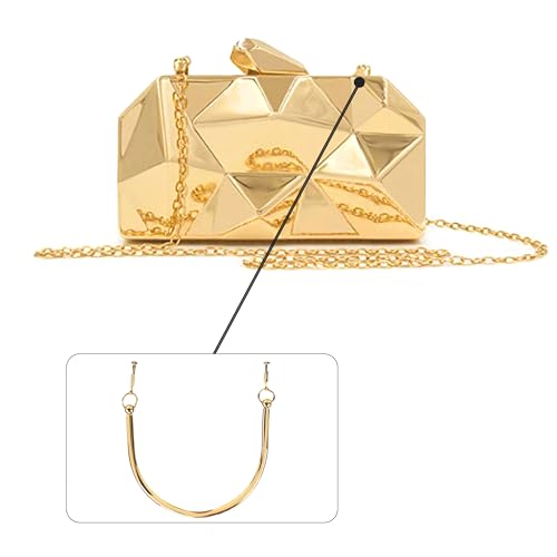Reberomantic Women Lattice Pattern Metal Handbag Chain Geometric Evening Clutch Purse (U-tote gold) - Image 4