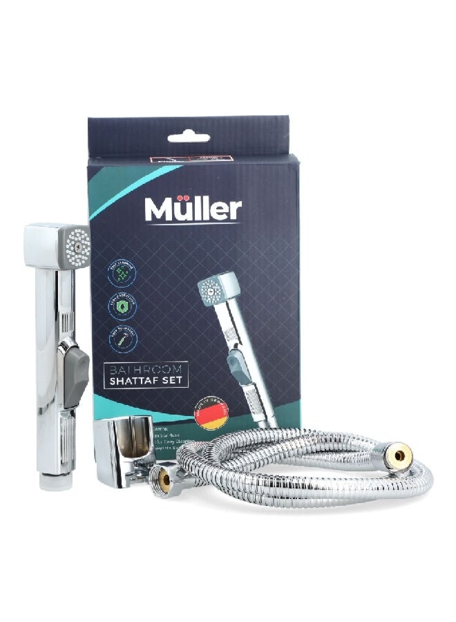 Muller Elegant Design Self Cleaning Leak Protection Bathroom Shattaf Set Chrome 18 x 4.5 x 17 cm MU-3107 - Image 2