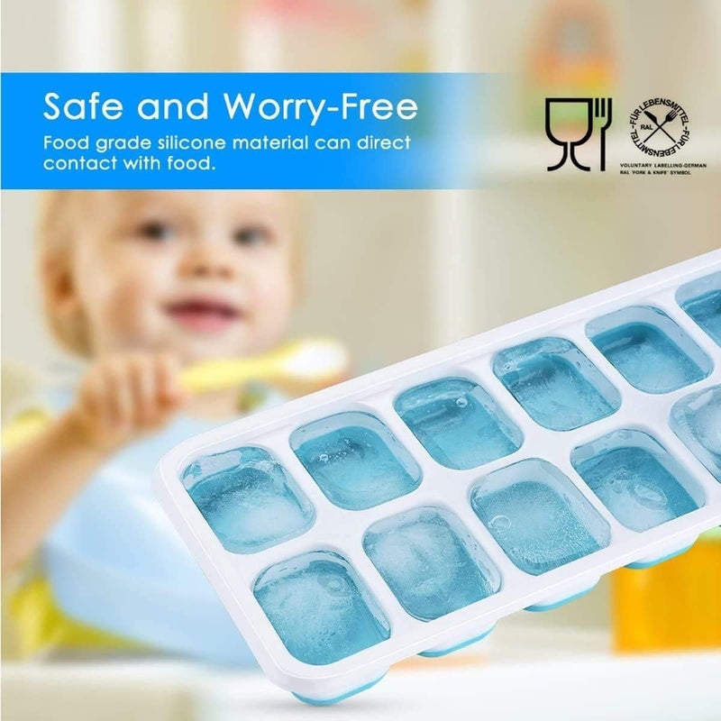 ZELKEY 4 PCS Pop Up Ice Cube Trays for Freezer with Lid with Easy Release Flexible Silicone Bottom Stackable 100 Bpa Free Food Grade for Freezer Cocktail Color May Vary Pack of 4 - Image 3