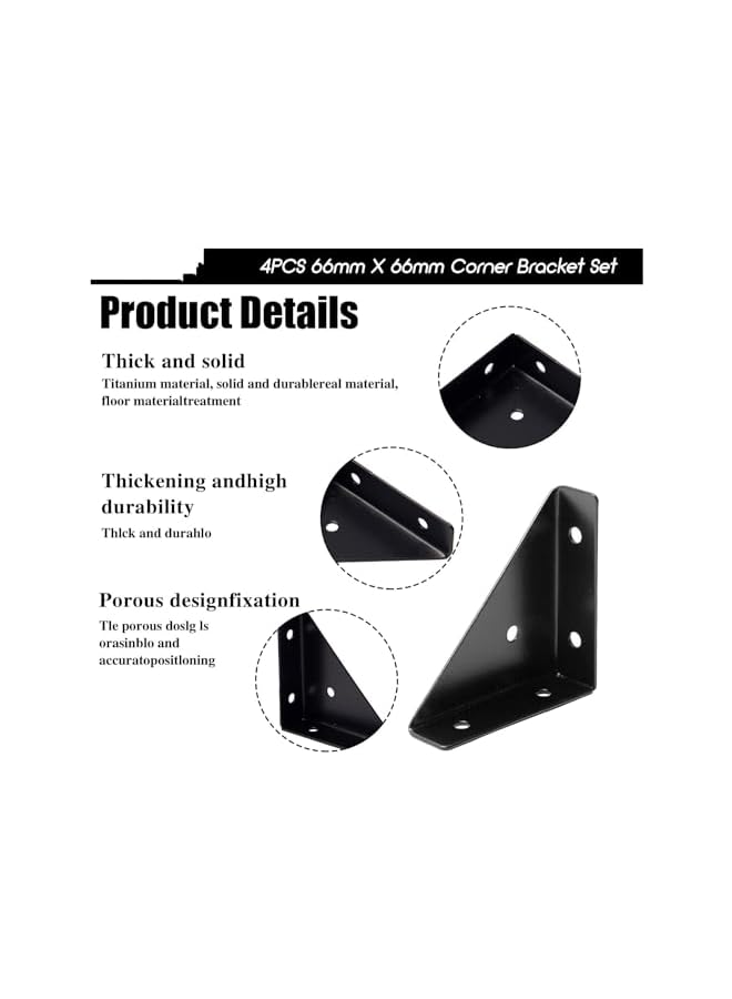 The Bros 4 Pcs Corner Shelf Bracket for Cabinet,Metal Shelf Support Brackets 66mm X 66mm Wall Bracket  - Image 2