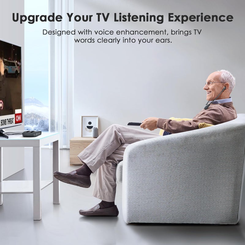 SIMOLIO Digital Wireless Headphones for TV with Clear Dialog, Wireless TV Headset System with Balance Control & Ambient Sound Listener, Earbuds with Transmitter Connect to Smart & Analog Television - Image 2