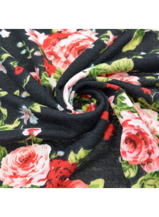 DRESHOW BQUBO 3 Sets Receiving Blanket with Headbands Newborn Baby Floral Printed Baby Shower Swaddle Gift - Image 5