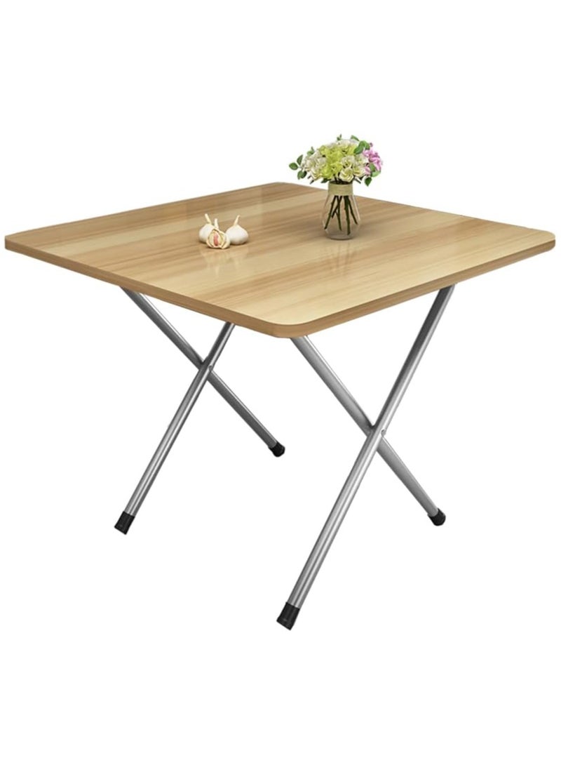 VUCATIN طاولة قابلة للطي، طاولة تخييم قابلة للطي، طاولة نزهة في الهواء الطلق، طاولة عشاء قابلة للطي مع سطح خشبي وإطار معدني للتخييم، اللعبة، الحفلات، المنزل، الفناء الخلفي، الشواء 60*60*72 سم (بني) - Image 1