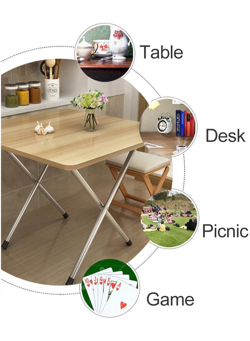 VUCATIN طاولة قابلة للطي، طاولة تخييم قابلة للطي، طاولة نزهة في الهواء الطلق، طاولة عشاء قابلة للطي مع سطح خشبي وإطار معدني للتخييم، اللعبة، الحفلات، المنزل، الفناء الخلفي، الشواء 60*60*72 سم (بني) - Image 2