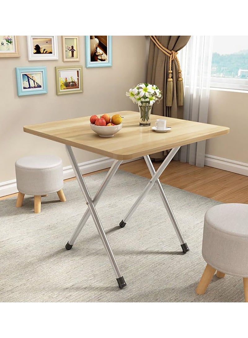 VUCATIN طاولة قابلة للطي، طاولة تخييم قابلة للطي، طاولة نزهة في الهواء الطلق، طاولة عشاء قابلة للطي مع سطح خشبي وإطار معدني للتخييم، اللعبة، الحفلات، المنزل، الفناء الخلفي، الشواء 60*60*72 سم (بني) - Image 5