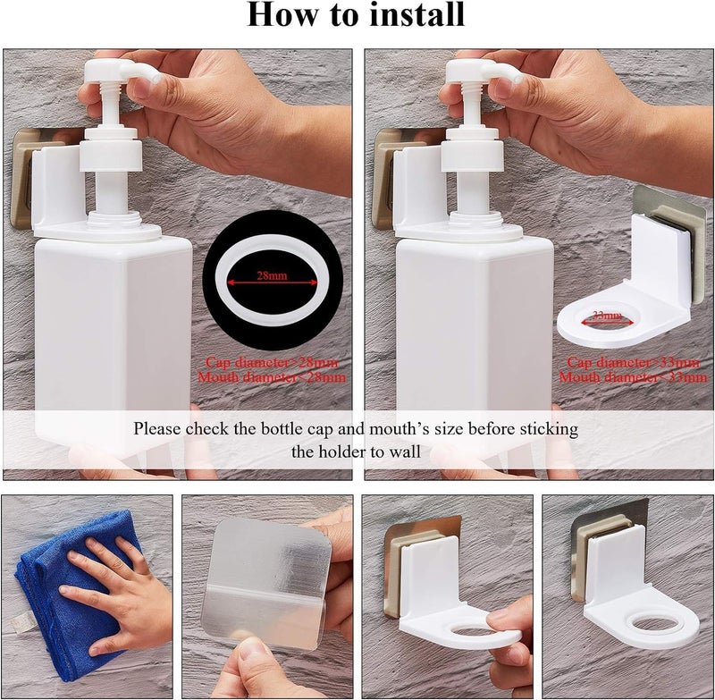 EARTHCONE EARTHCONE 2Pcs Hand Wash Sanitizer Bottle Rack Hook Self Adhesive Wall Mounted Shampoo Holder Hook Shower Gel Bottle Rack Hanger Liquid Soap Shower Holder for Kitchen Bathroom with Sticker - Image 3