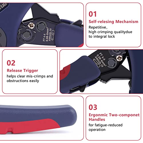 Flytuo Upgraded Hexagonal Ferrule Crimping Tool, New HSC8 6-6A Self-adjusting Ratchet Wire Crimper Plier for Wire Terminals Cables End-sleeves AWG28-10 - Image 4