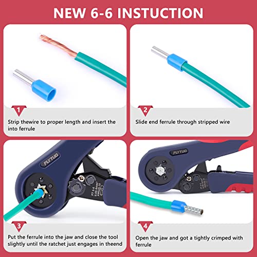 Flytuo Upgraded Hexagonal Ferrule Crimping Tool, New HSC8 6-6A Self-adjusting Ratchet Wire Crimper Plier for Wire Terminals Cables End-sleeves AWG28-10 - Image 5