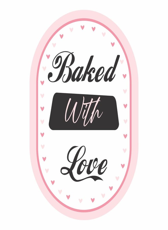 Askprints 240pcs Baked with Love Stickers, Pink Handmade Stickers,Cake Box Stickers,Homemade with Love Stickers, Baking Packaging Cupcake Cookies Stickers - Image 1